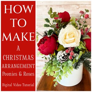 How to Make a Christmas Arrangement with Peonies, DIY Holiday Decor, How to Video Tutorial, DIY Christmas Centerpiece Tutorial