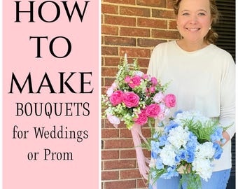DIY Bridesmaid Bouquets Tutorial, Beginner Silk Flower Prom Bouquet, Wedding Flower Video Class, DIY Wedding Flowers