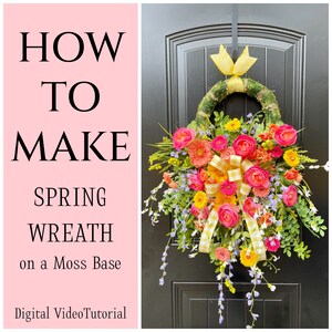 Wie erstelle ich einen Frühlingskranz mit Moos Basis, DIY Frühling Türkranz, How To Video, Kranz machen Tutorial, DIY Kranz Video