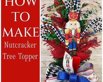 How to Make a Nutcracker Tree Topper, Christmas Tree Topper Bow Tutorial, DIY Christmas Tree Decor, How to Video, How to Make a Bow