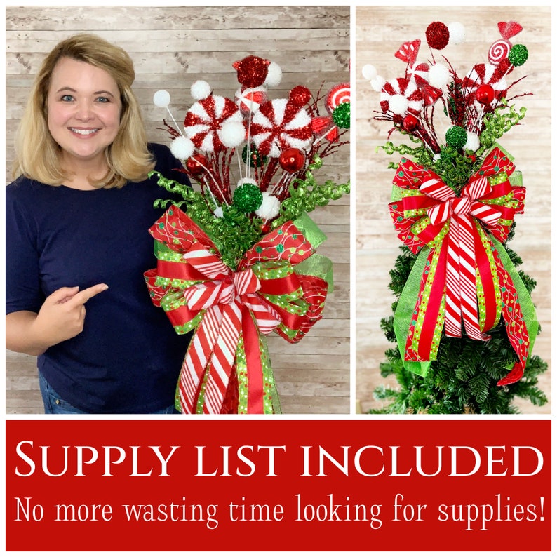 Tree Topper Bow Tutorial How to Make a Christmas Tree Topper, Christmas Tree Topper Bow Tutorial ...