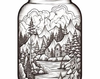Landscape in a Jar Coloring Pages