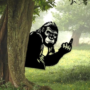 Sassy Sasquatch Sign,Bigfoot Flip-Off Metal Art ,Outdoor Cabin Decor,Funny Middle Finger Plaque,Rustic Wall Hanging,Outdoor Metal Wall Decor