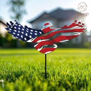 Patriotic Eagle Garden Sign,Independence Day Gift,4th of July Outdoor Decor,USFlag Garden Art,USA Military Gift,Veterans Day Gift
