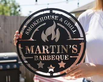 Outdoor Grill Custom Sign, Gift for barbecue lovers, Outdoor Grill Station Metal Sign, Barbecue Metal Sign, BBQ Sign, Barbecue Wall Decor