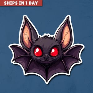 Vampire Bat With Red Eyes Halloween Sticker, Funny Halloween Decor, Spooky Season, Funny Stickers, Sticker Decor, Vinyl Stickers, Gift