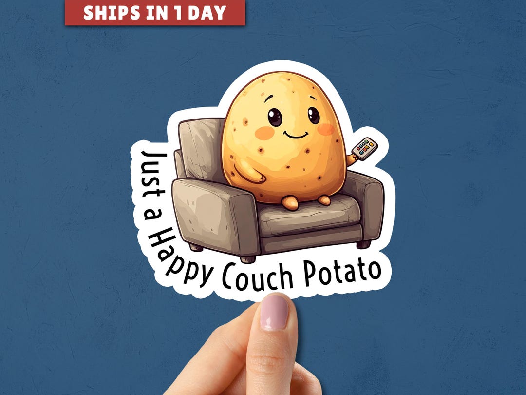 Happy Couch Potato Sticker: Funny Vinyl Laptop Decal - Etsy