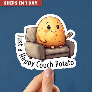 Just a Happy Couch Potato Sticker, Funny Sticker, Funny Gift, Funny Vinyl Sticker, Cute, Sticker, Laptop Sticker, Sticker Gift