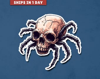 Halloween-sticker schedelspin: grappig spookachtig decor