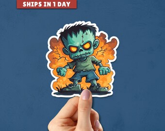 Frankenstein Monster Vinyl Sticker: Funny Halloween Decor