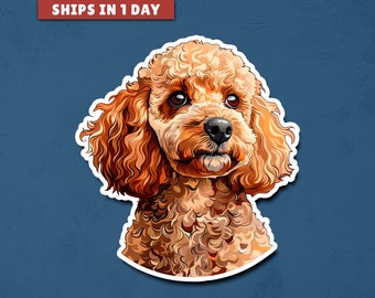 Cute Poodle Dog Glossy Vinyl Sticker, Dog Lover Gift
