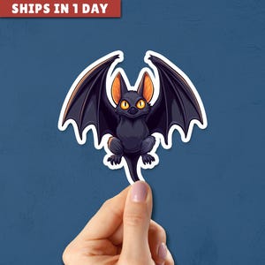 Bat with Glowing Eyes Halloween Sticker, Funny Halloween Decor, Spooky Season, Funny Stickers, Sticker Decor, Vinyl Stickers, Sticker Gift