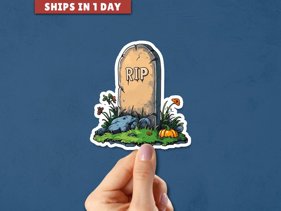 RIP Tombstone Halloween Sticker: Funny Spooky Season Decor - Etsy
