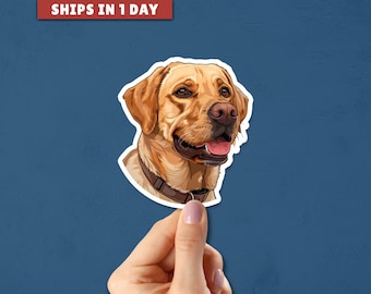 Cute Labrador Dog Vinyl Sticker, Glossy Laptop Decal
