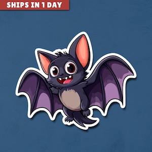Cute Bat Flying Halloween Sticker, Funny Halloween Decor, Spooky Season, Funny Stickers, Sticker Decor, Vinyl Stickers, Sticker Gift