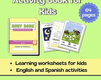 Bilingual Busy Book Printable • Spanish English Toddler Workbook • Preschool Activities PDF • Bilingual Learning Book + Reward Chart