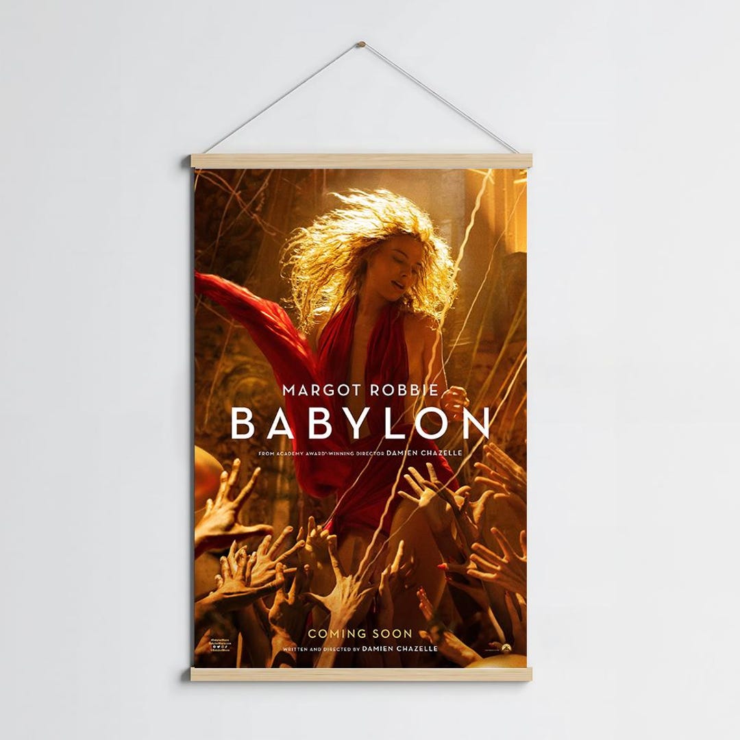 Babylon Movie Poster, Wooden Hanger Frame Poster, Wall Decor, Room ...