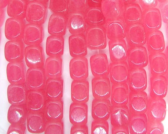 40 Dyed Agate Semi Precious Pink Rectangle Beads 11x9 mm