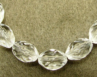 36 Vintage Faceted Clear Acrylic Crystal Transparent Oval Beads 15x10 mm