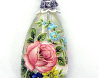 1 Japanese Tensha Teardrop Flower Drop Focal Bead 30x15 mm