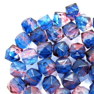 144 Two Tone Blue Purple Multifaceted Cube Acrylic Beads 8 mm