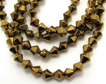 48 Bronze Metal Finished Acrylic Bicone Spacer Beads 6x6 mm