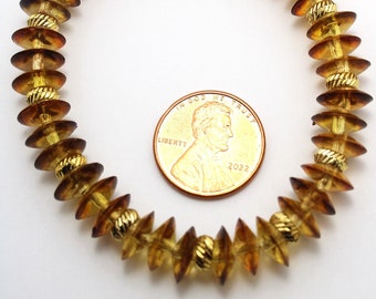 2 oz Transparent Golden Brown  Disc Spacer Beads 10x4 mm