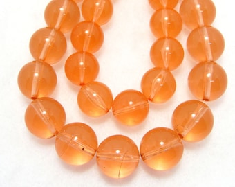 Translucent Round Orange Lucite Gumball Beads 18 mm 16 mm