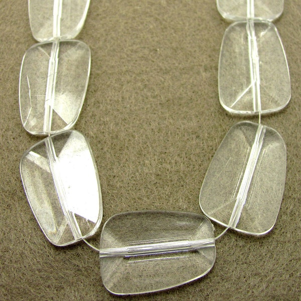 14 Faceted Clear Crystal Polygon Lucite Acrylic Beads 28x20 mm