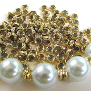 Machine Cut Faceted Gold Finish Round Metal Spacer Beads 1 gross 144