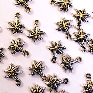 24 Antique Silver Tibetan Pewter Mini Starfish Charms 13x11 mm