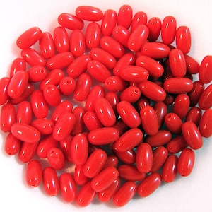 100 Red Oval Tic Tac Acrylic Fashion Beads 12x8mm