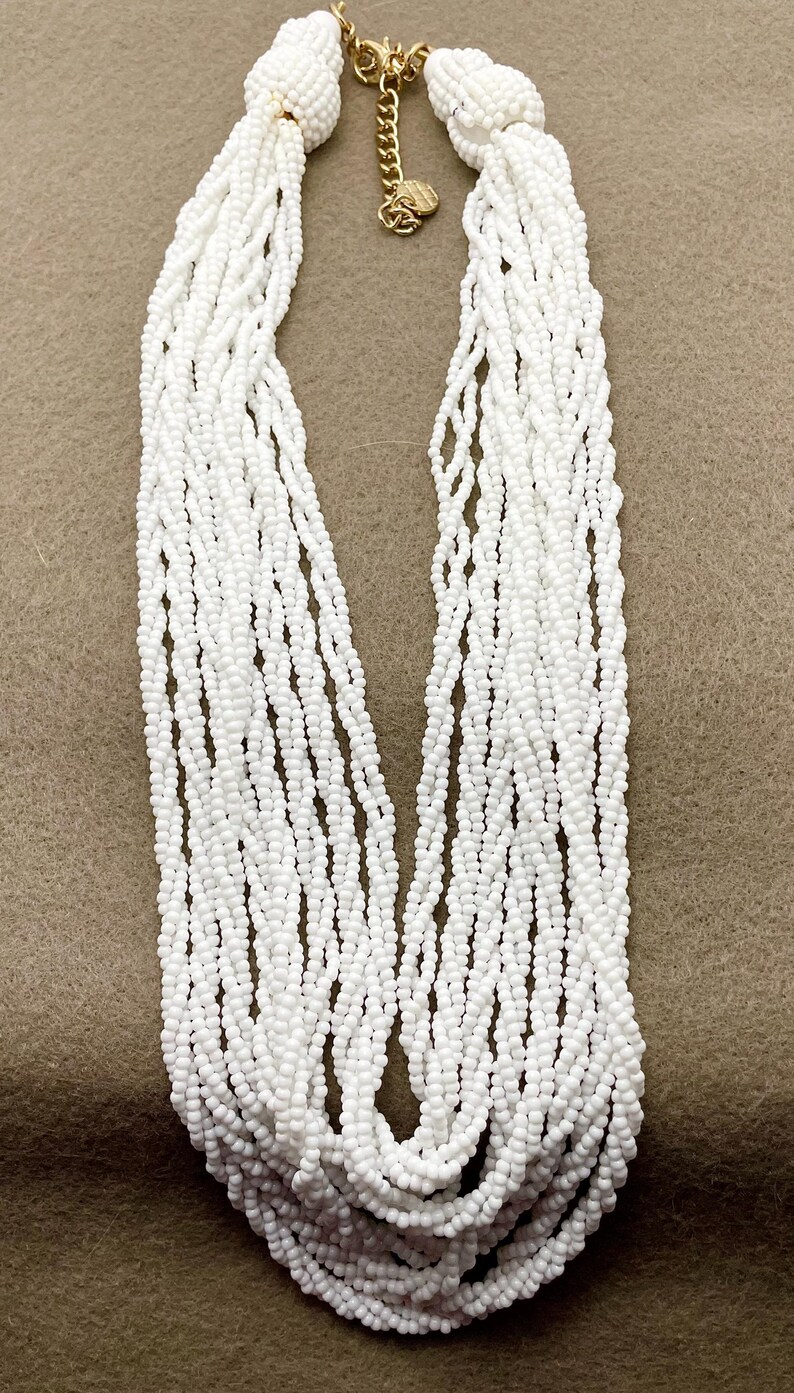 Talbots Neckless 1 Vintage 1980's Talbots Graduated Length Multi Strand Braided White ...