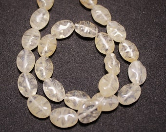 36 Golden Rutilated Quartz Oval Gemstone Beads 14x10 mm