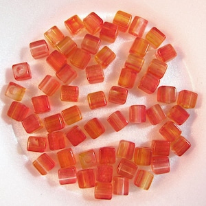 100 Red Orange Cube Acrylic Spacer Beads 6mm