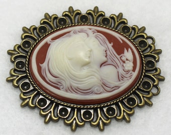 1 Gemini Twins Sisters Resin Vintage Cabochon Cameo 40x30 mm