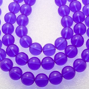 34 Vintage Acrylic Plastic Purple Round Translucent Glowing Beads 12 mm