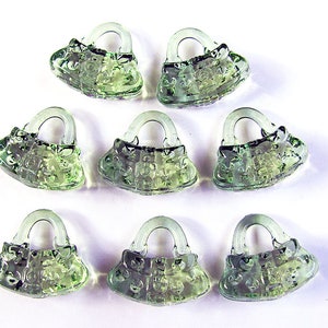 12 Translucent Green Acrylic Purse Handbag Charms Pendants 21X26 mm