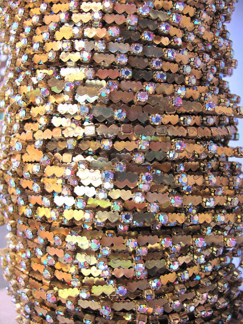 Swarovski AB Crystal Rhinestone Chain with Double Hearts | Etsy