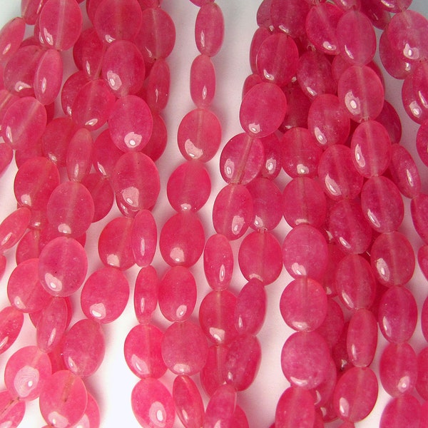 50 Rose Pink Jade Oval Beads 10x8 mm