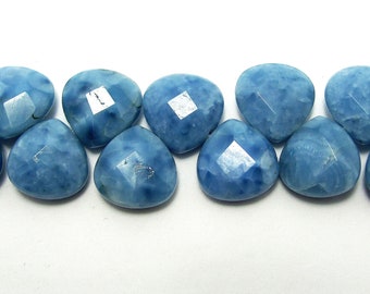 36 Blue Denim Teardrop Briolette Faceted Jade Beads 14x14 mm