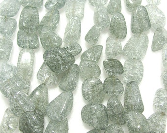 24 Silver Gray Crackle Quartz Nugget Beads 15" Strand