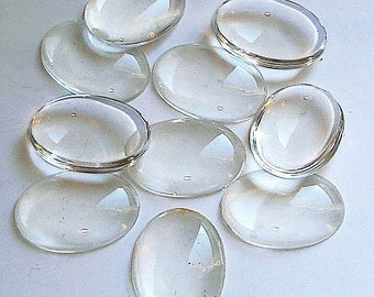 12 Magnifiying Domes Cabochons Oval 30X22 mm