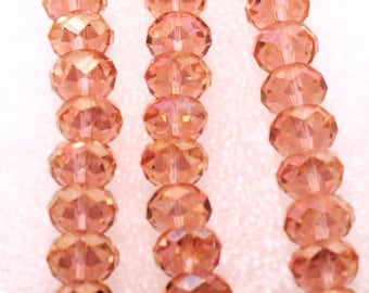 36 Chinese Crystal Faceted AB Orange/Pink Transparent Rondelle Beads 10x8 mm