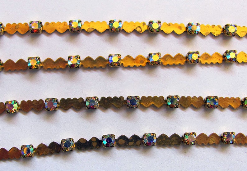 Swarovski AB Crystal Rhinestone Chain With Double Hearts Raw - Etsy