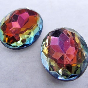 2 Machine Cut Vitrail Oval Rhinestones 25x18 mm
