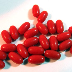 100 Red Oval Tic Tac Acrylic Fashion Beads 12x8mm image 2