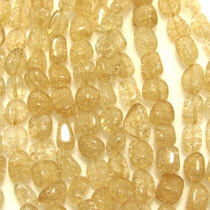 30 Light Brown Buff Crackle Quartz Nugget Beads 15" Strand