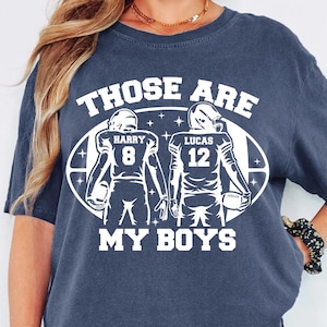 Custom Football Mom with 2 Players Shirt, Football Mom Game Day Shirt, Football Name and Jersey Number Shirt, High School Football Season
