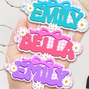 Coquette Backpack Tag for Kids, Back to School Name Keychain, Cute Backpack Keychain for Girls, Bogg Bag Name Tag, Diaper Bag Tag, Kid Gifts